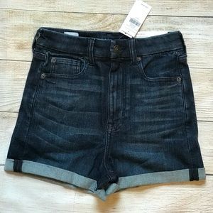 AE Curvy Hi Rise Shortie 2 - Blue Stretch Denim